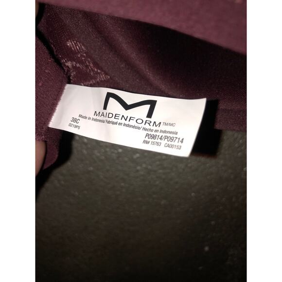 Maidenform Shaping Support Style #P09714 38C Dark Burgundy Purple Lace Bra - Picture 7 of 8